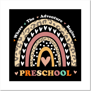 Back To School Preschool Where The Adventure Begins Rainbow Posters and Art